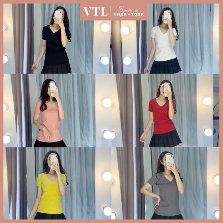 Áo phông cổ tim phom ôm (Ảnh thật)