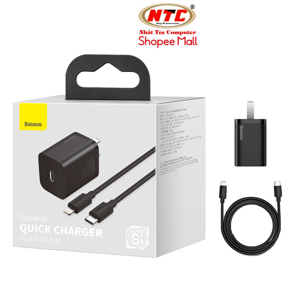 Bộ Cốc sạc và Cáp sạc nhanh Baseus Super Si PD 20W CCCJGCC for iPhone 12 - Hãng phân phối