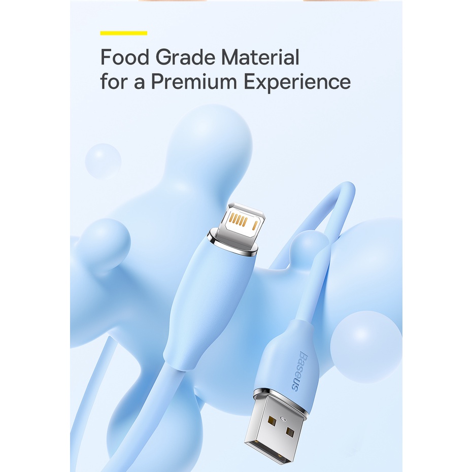 Dây cáp USB sạc nhanh Baseus bằng silica gel dẻo chuyên nghiệp dành cho iPhone 13 12 11 Pro Max 2.4A