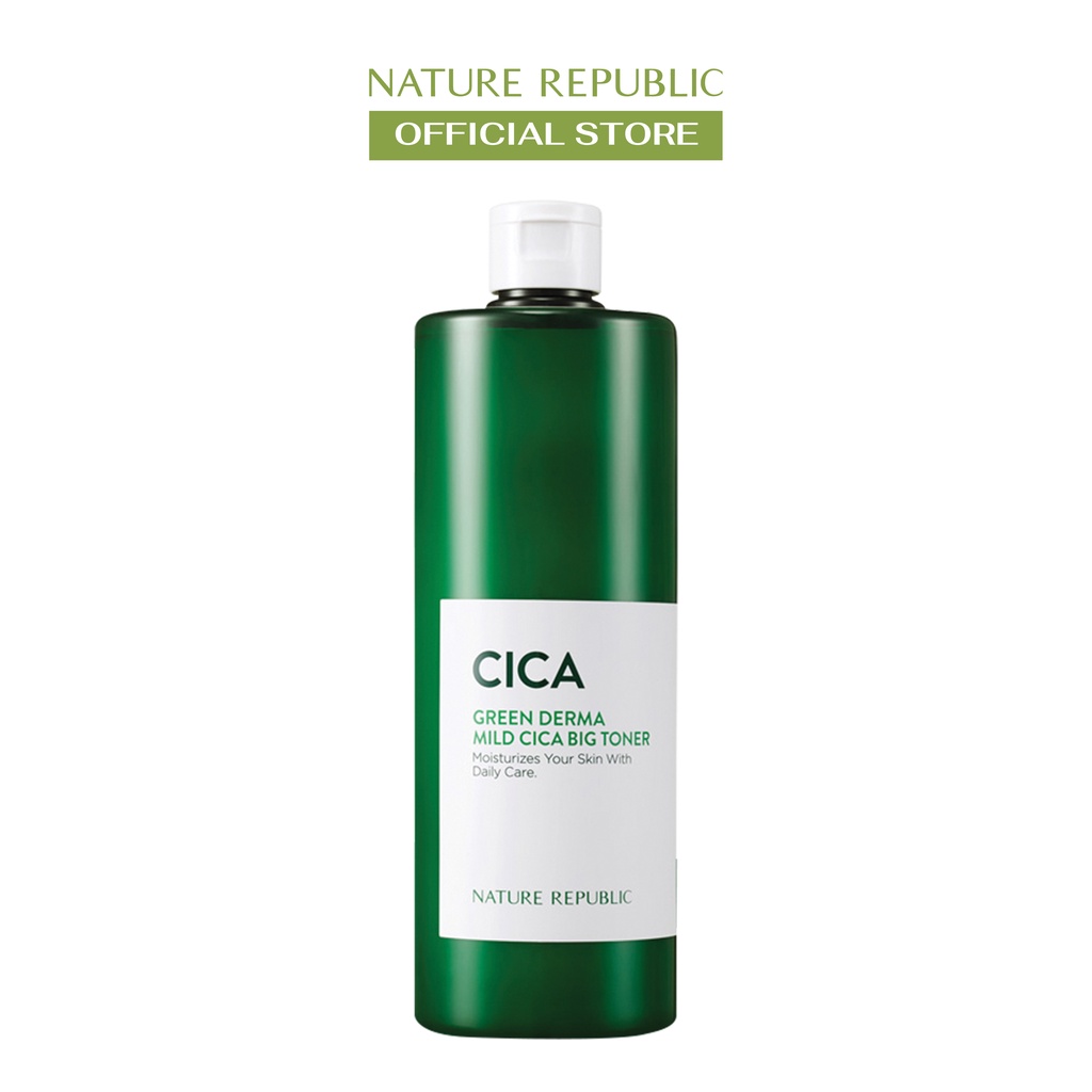 Nature Republic Nước hoa hồng làm dịu và phục hồi da Green Derma Mild Cica Big Toner 500ml | WebRaoVat - webraovat.net.vn