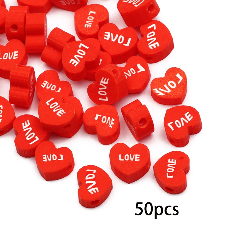 Set 50 / 100 Hạt Xỏ Lỗ Hình Trái Tim Nhiều Màu Sắc Dùng Để Làm Đồ Trang Sức