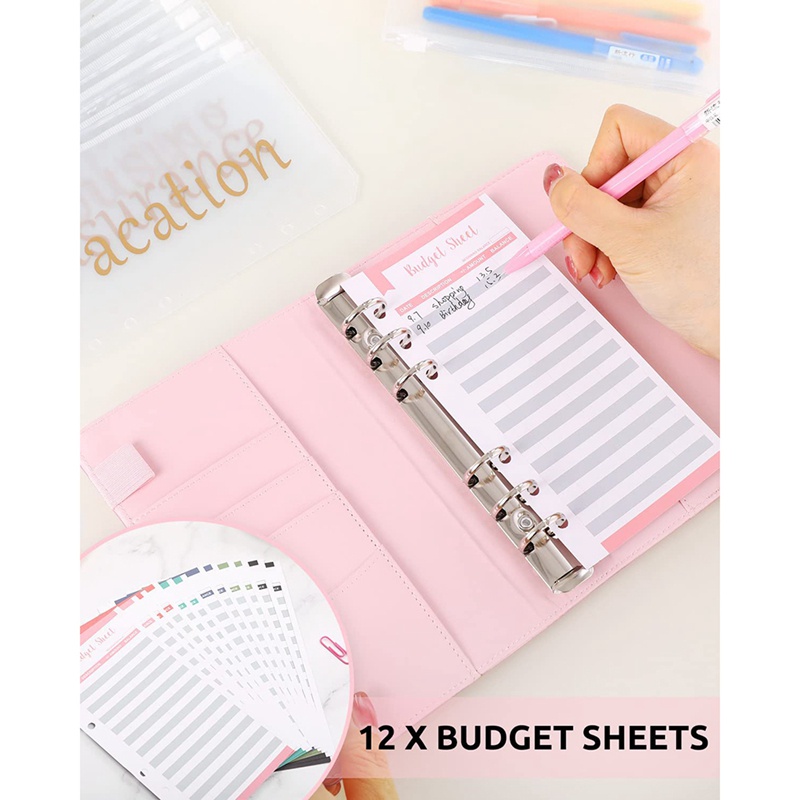 Set sổ còng theo dõi chi tiêu kèm túi zip đựng tiền in sẵn