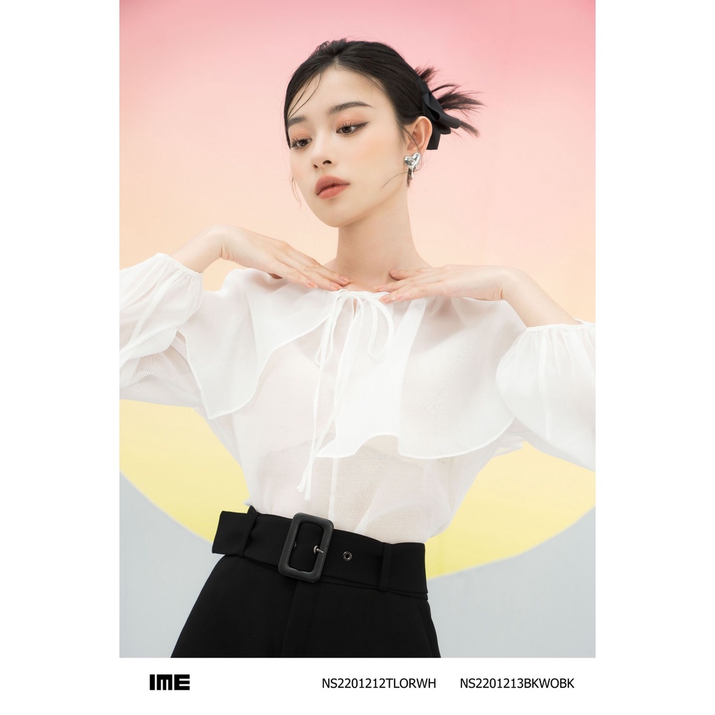 Áo sơ mi tơ trắng cổ kate online exclusives NS2201212TLORWH