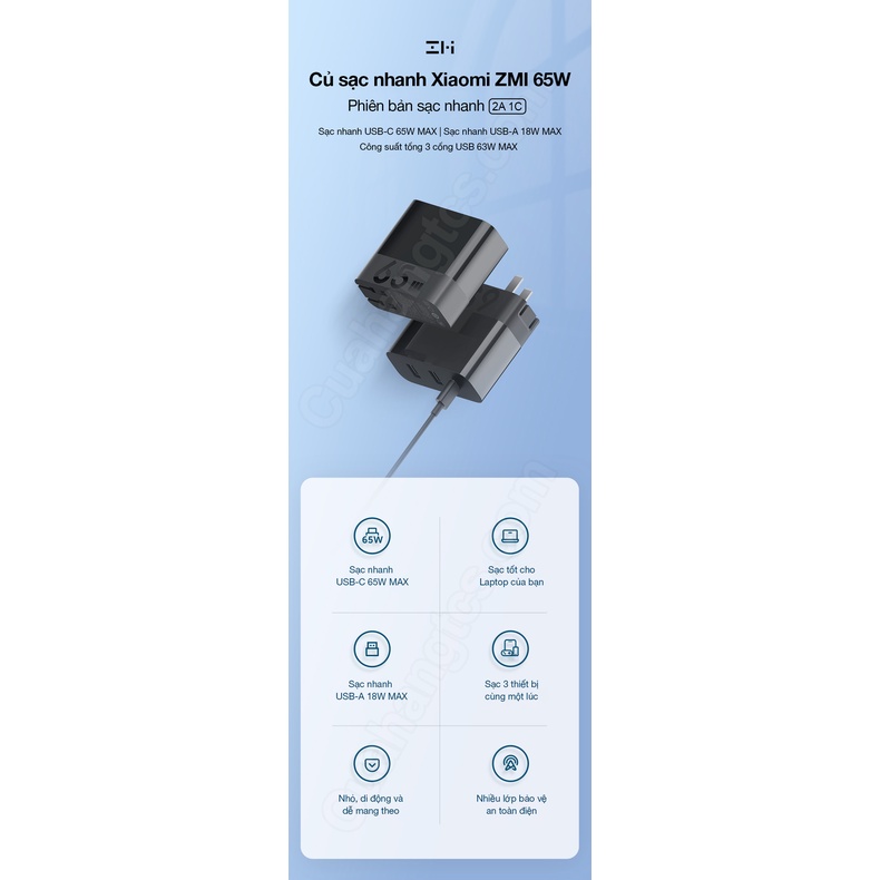 Củ sạc nhanh PD ZMI HA835 65W 2A1C