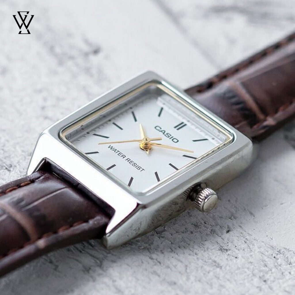 Đồng Hồ Quartz Nữ Casio WATCHSTORE LTP-V007L-7E2UDF Thiết Kế Mặt Kính Khoáng 22mm, Dây Da Nâu Và Vỏ Thép Không Gỉ
