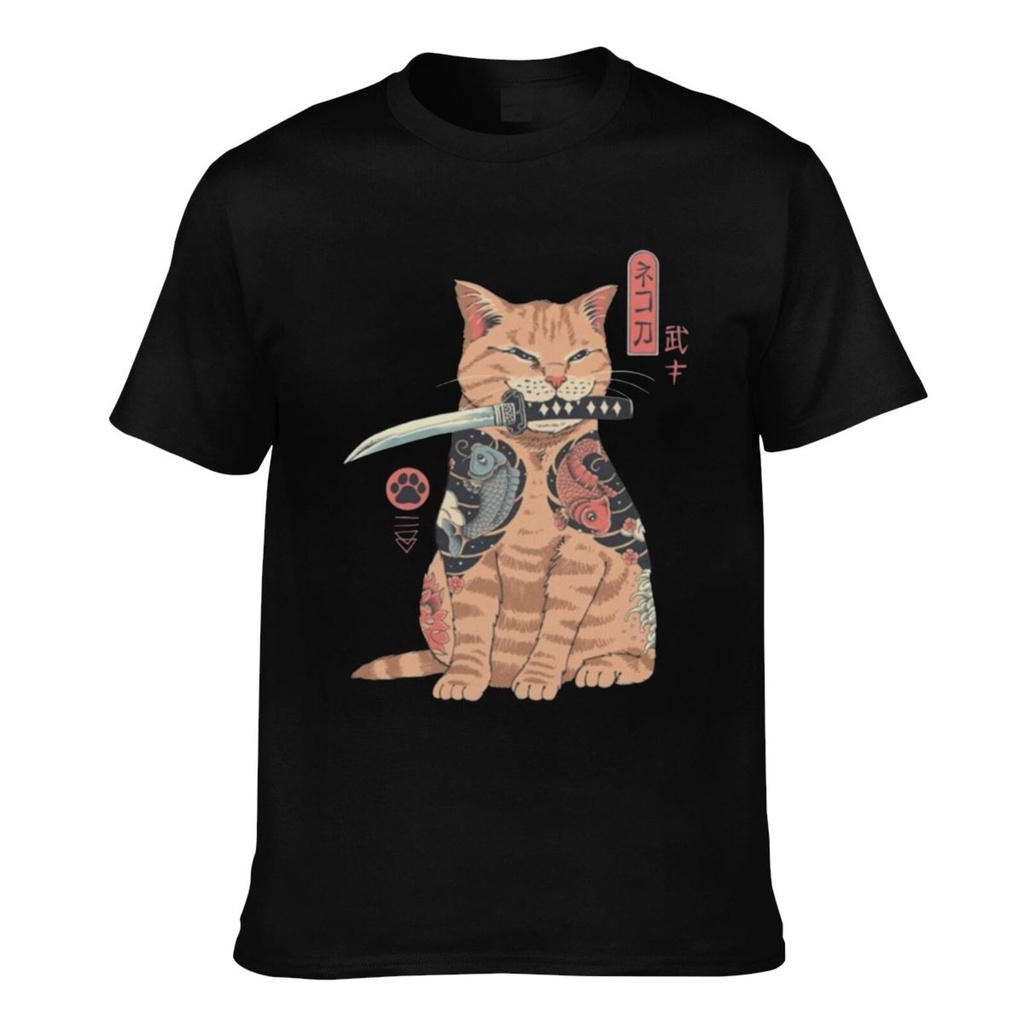 Áo thun Cotton nam Catana Cool Cat Print Anime