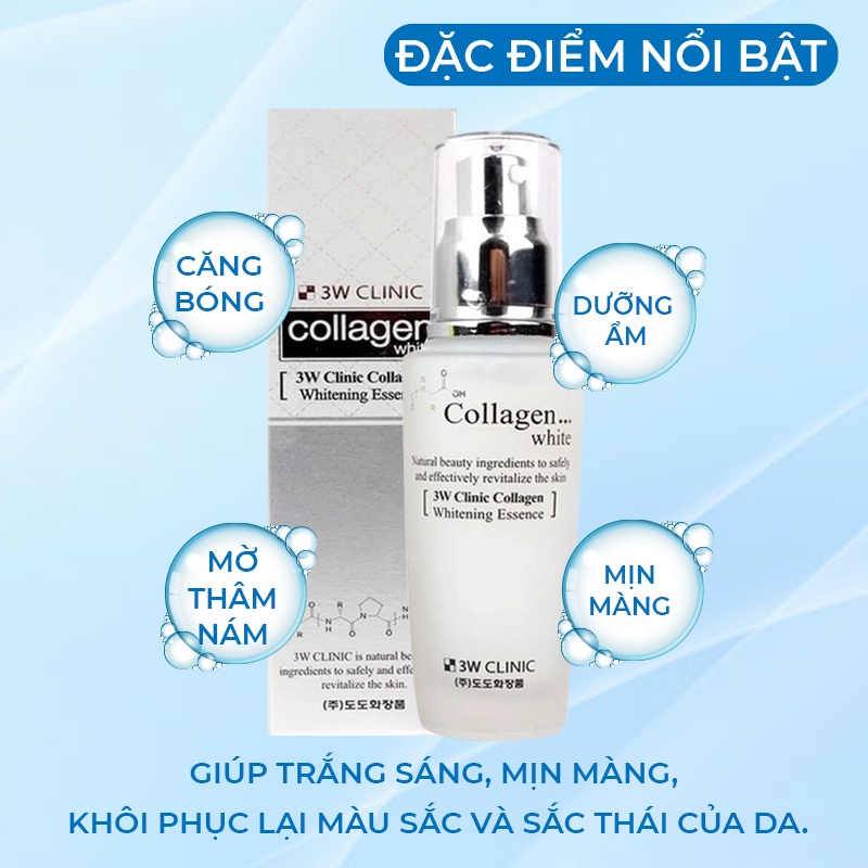 Tinh Chất Serum Dưỡng Trắng Da 3W Clinic Collagen Whitening Essence Hàn Quốc 50ml Giúp Dưỡng Ẩm & Mờ Thâm Nám