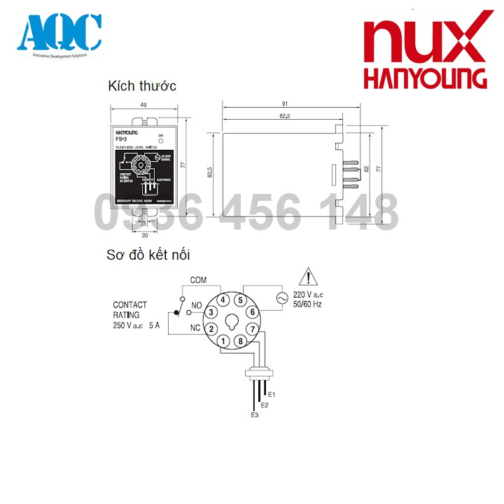 Relay mực nước FS-3 Hanyoung Nux