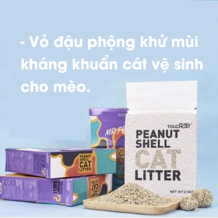 [Mã SKAMLTSM9 giảm 10% đơn 99K] Cát vệ sinh cho mèo hữu cơ từ vỏ đậu phộng 3 loại hương 2,5kg Touchcat - Dog Paradise