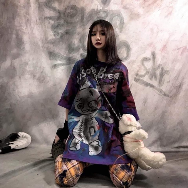 (Clip + Ảnh thật) Áo unisex loang màu in hình thỏ cực ngầu