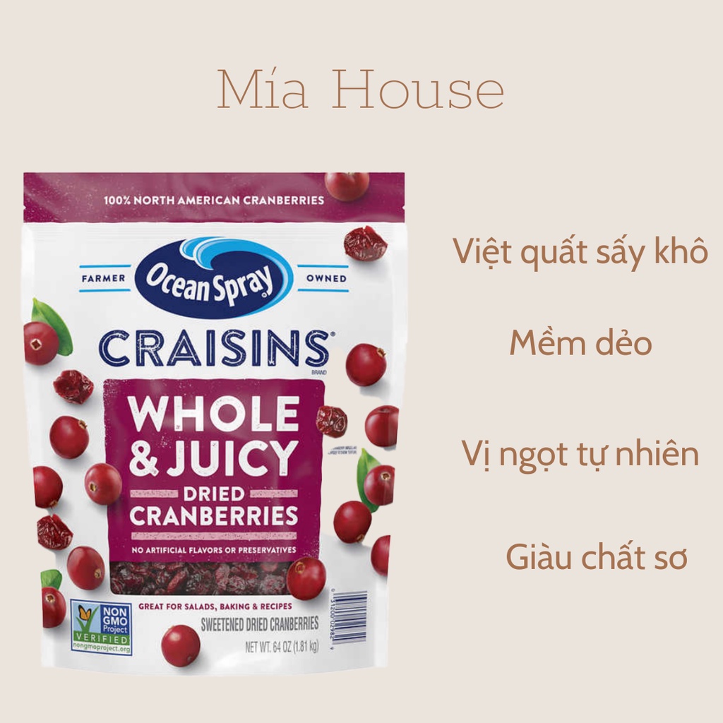 [ Date 11/2022] Nam việt quất sấy khô Ocean Spray CRAISINS Dries Cranberries Original 1.81kg