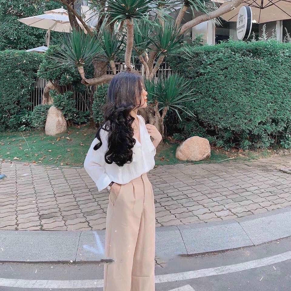 (hình thật+video) Quần suông cạp lưng cao khóa trước, Quần nữ ống rộng cullotes 1 cúc | BigBuy360 - bigbuy360.vn