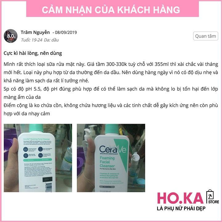 Sữa Rửa Mặt Cho Da Dầu CERAVE Sữa Rửa Mặt CERAVE Foaming  Dịu Nhẹ Ngừa Mụn Sạch Sâu | BigBuy360 - bigbuy360.vn