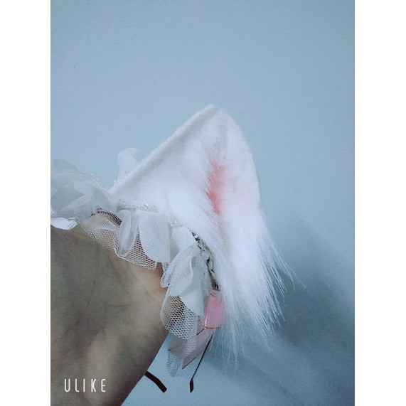 Tai mèo lolita form đẹp phối ren màu đen và trắng