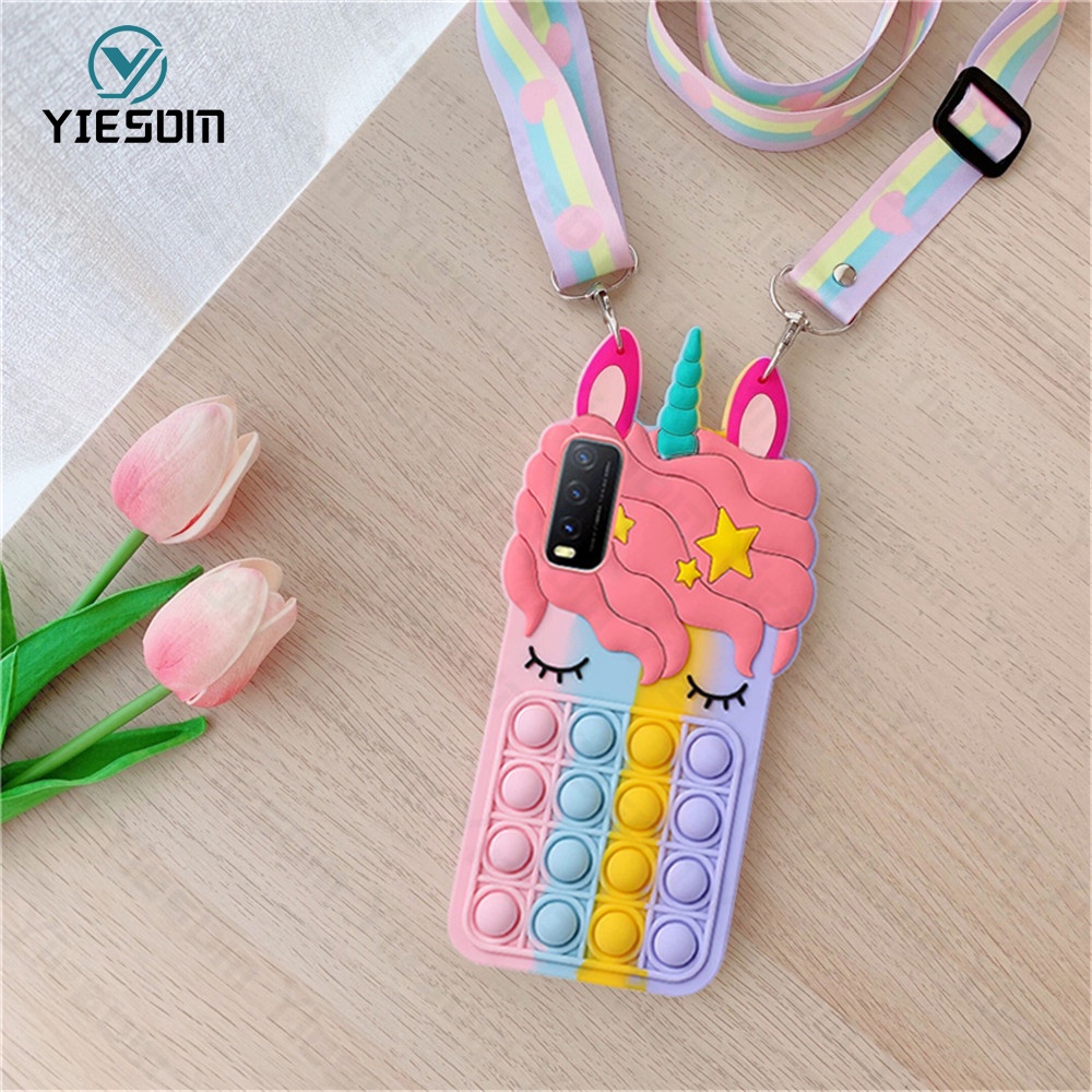 Ốp Điện Thoại Hình Kỳ Lân Có Dây Đeo Cho Vivo Y20 Y20S Y12S 2021 Y17 Y12 Y15 Y12i