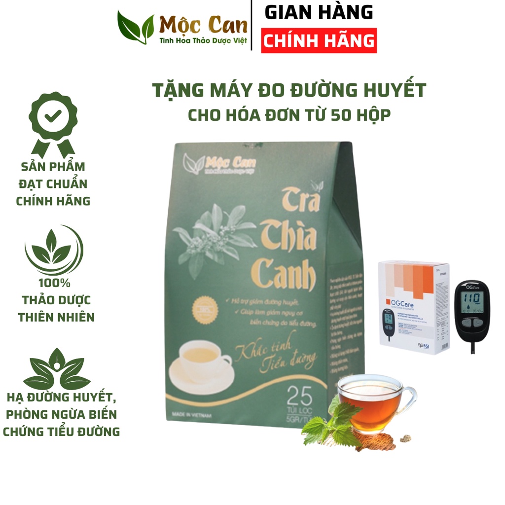 [Mã GROSALE giảm 10% đơn 150K] Trà Thìa Canh Mộc Can 25 túi 5gr Giảm Đường Huyết, Phòng Ngừa Biến Chứng Tiểu Đường