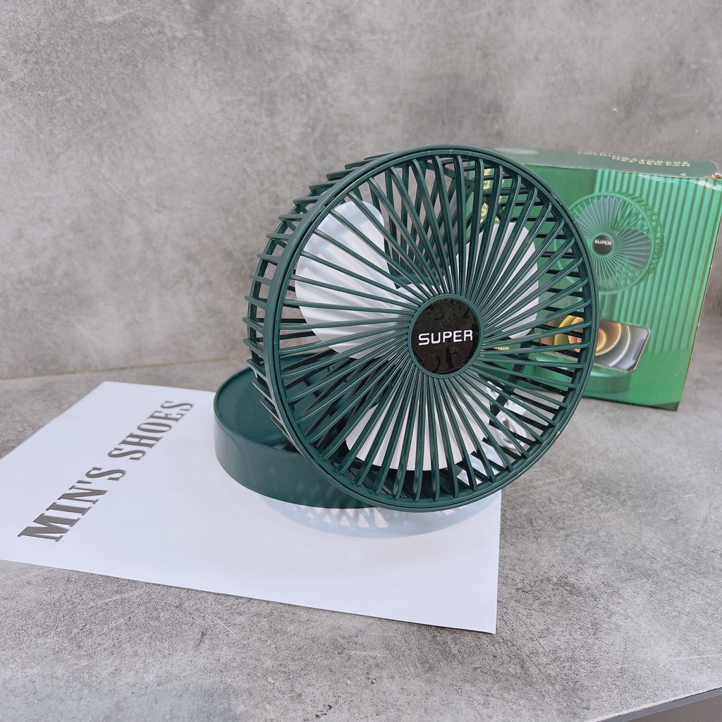 Min's Shoes - Quạt Tích Điện Mini gấp gọn - Fan Xoay 180 Độ, 3 Tốc Độ Gió