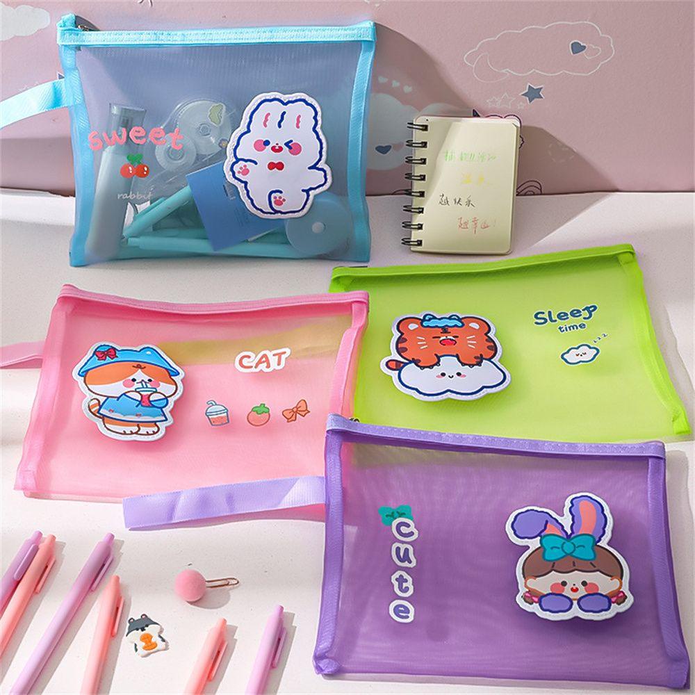 Túi Đựng Bút Bằng Lưới Trong Suốt Hình Thỏ Dễ Thương