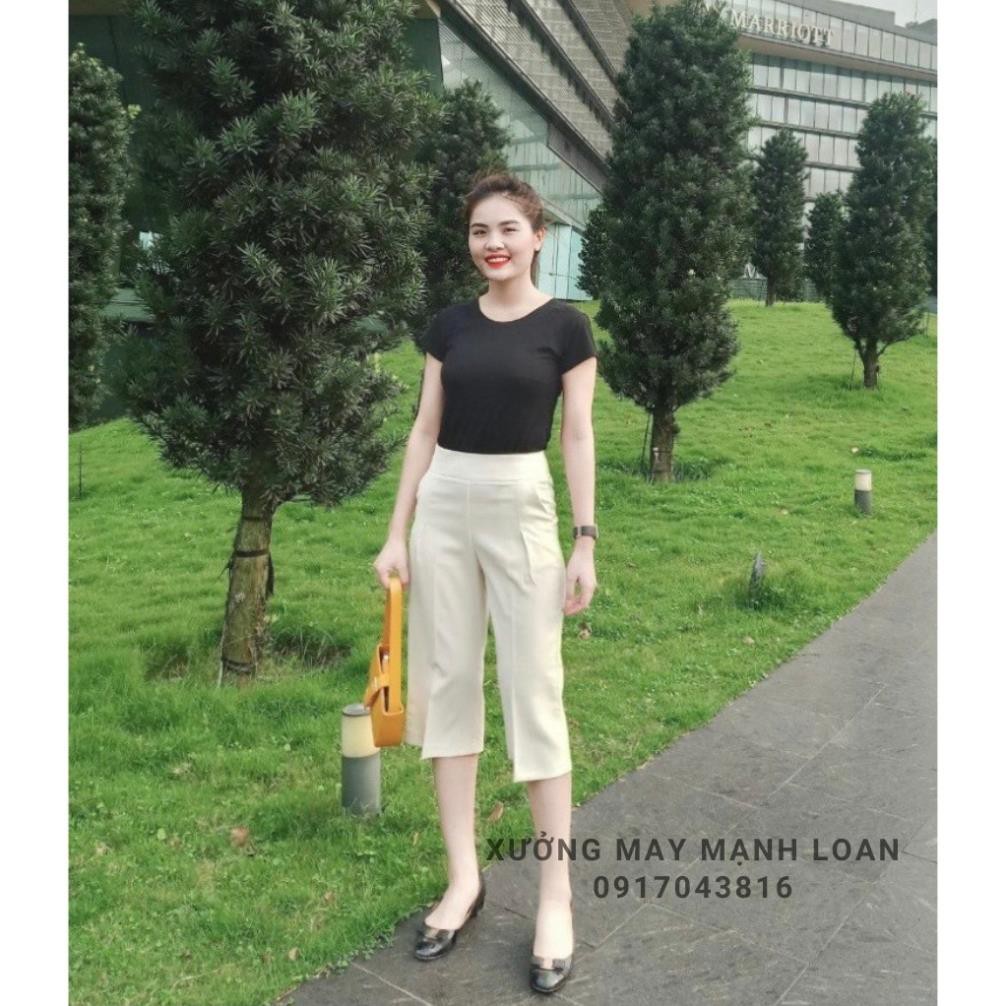 Quần ngố ống rộng nữ Real Fashion, quần lửng chất vải đũi Nhật cao cấp khóa sườn N116
