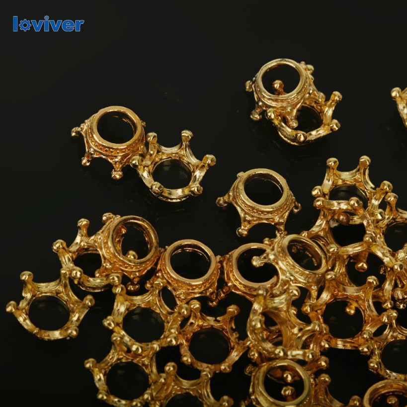 Set 50 Hạt Cườm Mạ Vàng Hình Vương Miện Dùng Làm Trang Sức