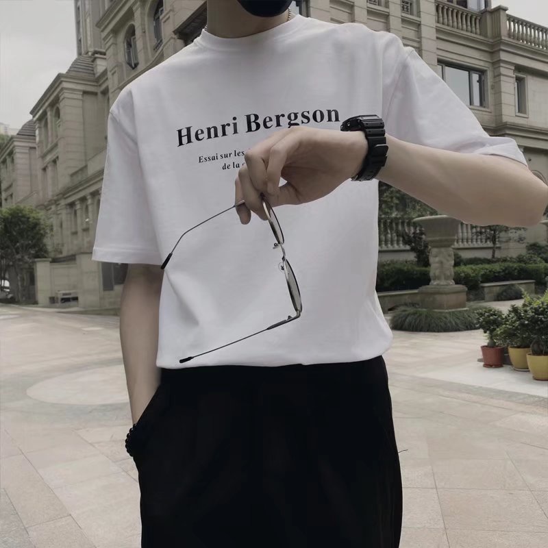 Áo Thun Tay Ngắn Cổ Tròn In Chữ Đơn Giản Thời Trang Phong Cách Hàn Quốc Cho Nam Và Nữ Simple Fashion bigsize áo thun nam form rộng