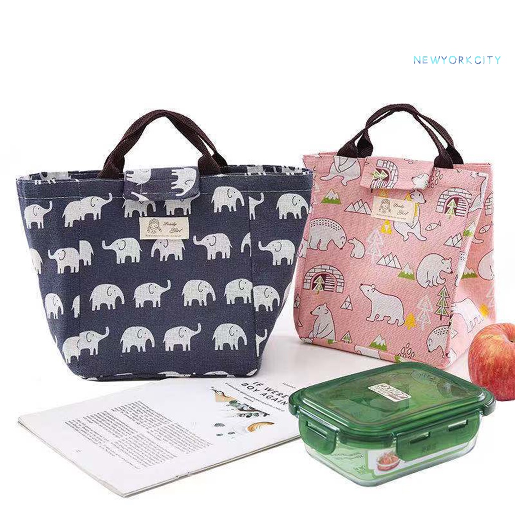 Túi Đựng Cơm Trưa Xách Tay In Họa Tiết Hoạt Hình Dễ Thương Có Thể Gấp Gọn Tiện Dụng