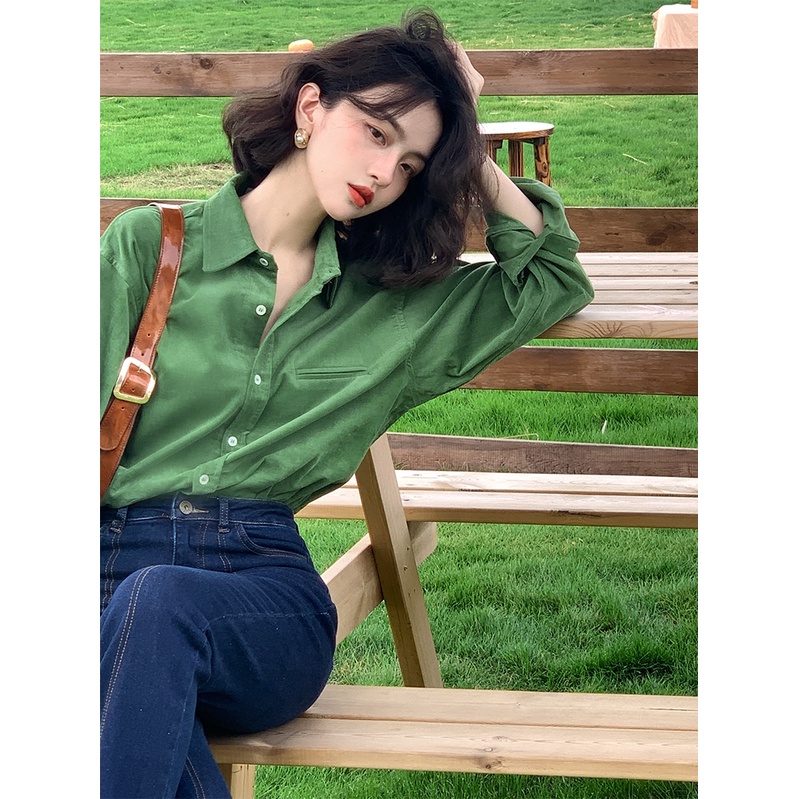 🍃🍃Áo Sơ Mi Nhung Hương Vị Retro Cho Nàng Đầu Mùa Xuân🍃🍃