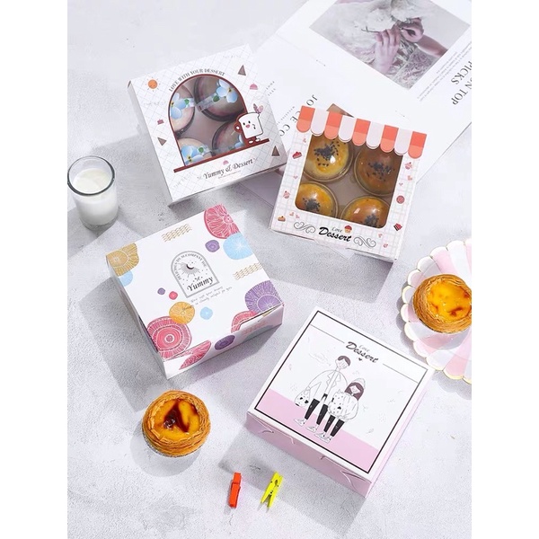 Hộp giấy đựng bánh tart trứng, trung đài loan, bánh quy, mochi