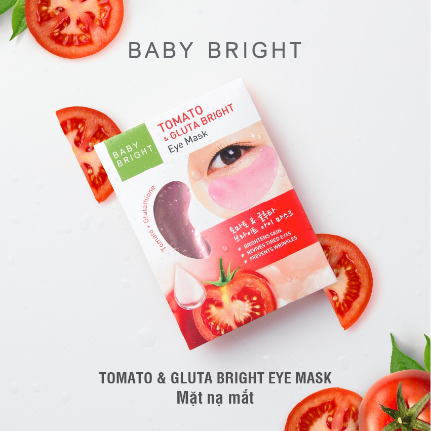 Mặt nạ dưỡng sáng da mắt Cà chua và Gluta Baby Bright Tomato &amp; Gluta Eye Mask 2.5g x 2 miếng (1 Cặp)