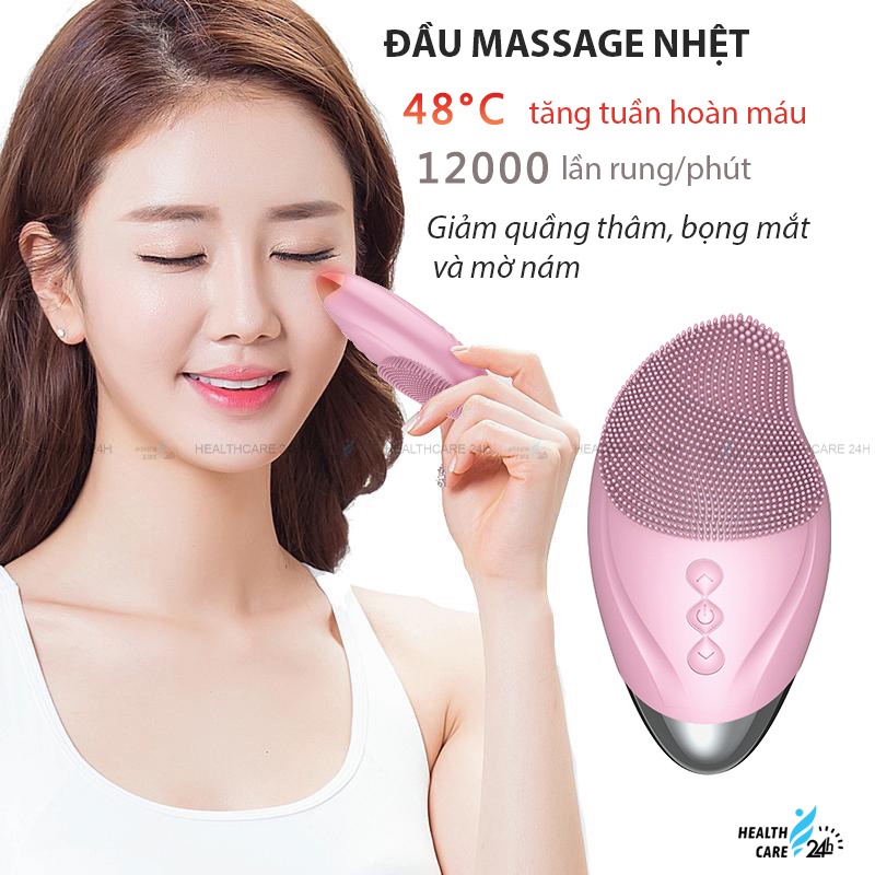 Máy rửa mặt làm sạch da kèm massage nhiệt Healthcare24h G004, loại bỏ bụi bẩn sâu bên trong, an toàn và chống thấm nước