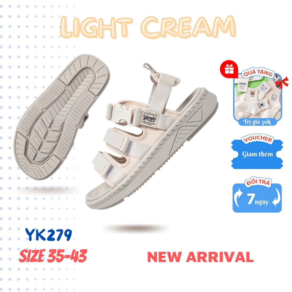 Sandal Nam Nữ Học Sinh Đi Học Quai Chéo Thời Trang Chính Hãng YANKI Sport YK279 - Light Cream