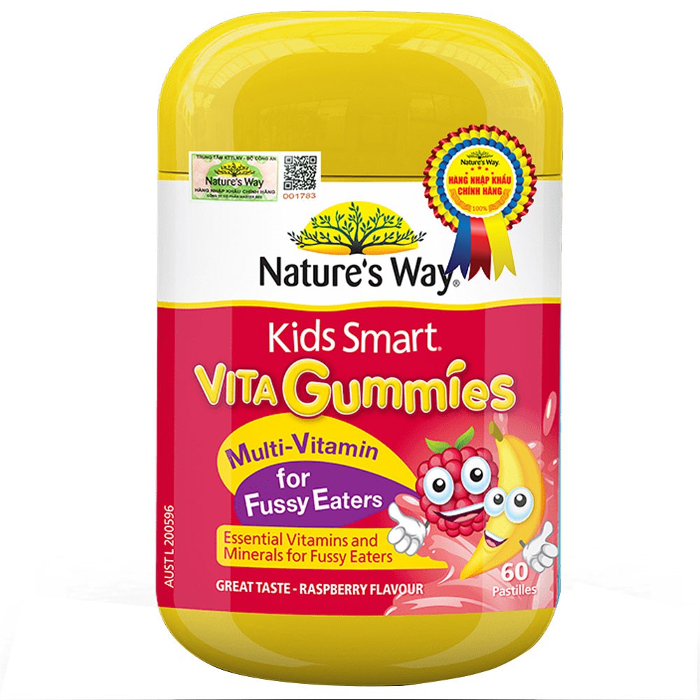 Kẹo dẻo nhai Nature's Way Kids Smart VITA Gummies Multi-Vitamin + Vegies 60 viên - Bổ Sung Vitamin Tổng Hợp Và chất xơ