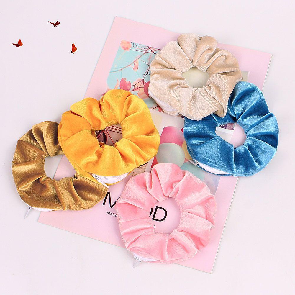 Dây Cột Tóc Scrunchies Phối Khóa Kéo Thời Trang Cho Nữ