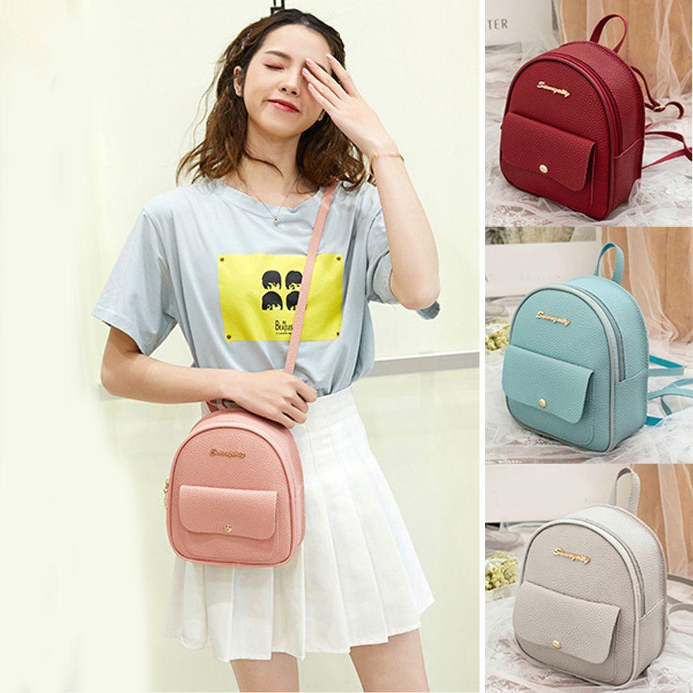 MIHAN1 Fashion Women Backpack Letter Decoration Phone Pouch Leather Shoulder Bag Crossbody Female Multifunctional Girl Women Small Handbag/Multicolor