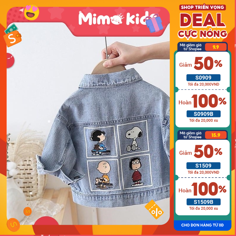 Áo khoác bò cho bé gái, bé trai - Áo khoác jean bé gái, bé trai từ 10 - 25kg - Mẫu mới nhất cực dễ thương