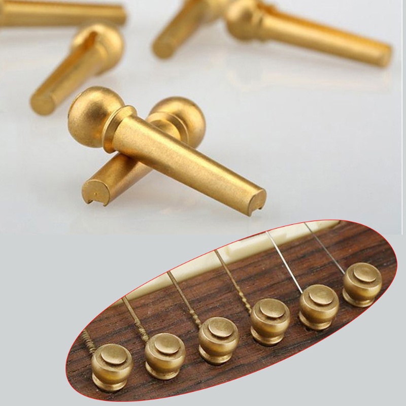 Set 6 chốt gắn dây đàn guitar acoustic bằng đồng