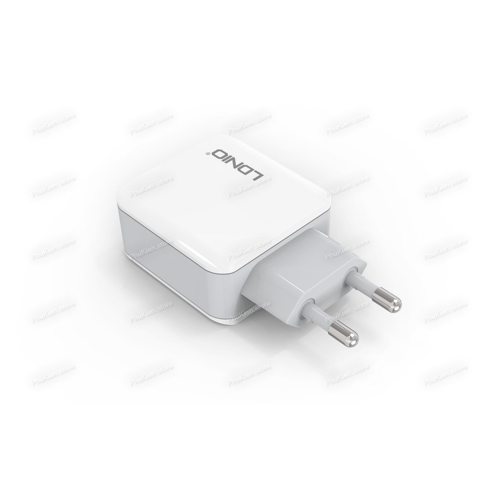 Cốc sạc điện thoại cao cấp Android iPhone có IC ổn dòng bảo vệ thiết bị LDNIO A3301 Trắng 3 USB (sạc nhanh)