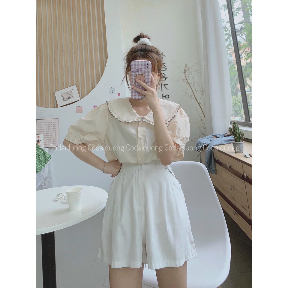 áo babydoll tiểu thư A259 bèo ren vai quảng châu Thời trang Xmin HIHISHOPHAHA | BigBuy360 - bigbuy360.vn