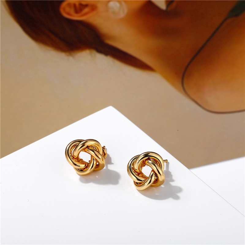 Khuyên Tai Kim Loại Hình Nút Thắt Thời Trang Cho Nữ