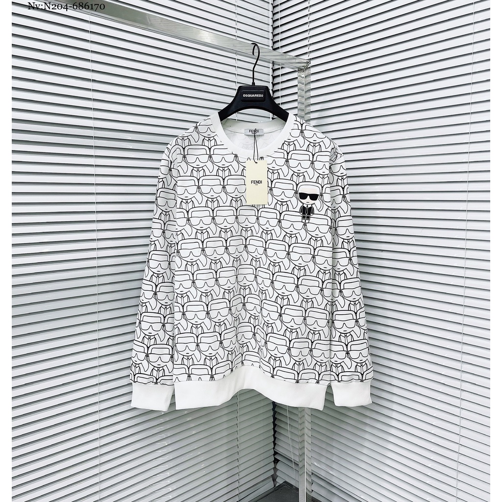 Áo Dài Tay Nam Fen.di Họa Tiết Dập Vân Cực Chất - Áo Thu Đông Nam Nữ Fen.di Chất Nỉ Da Cá Cao Cấp DT FASHION MENWEAR