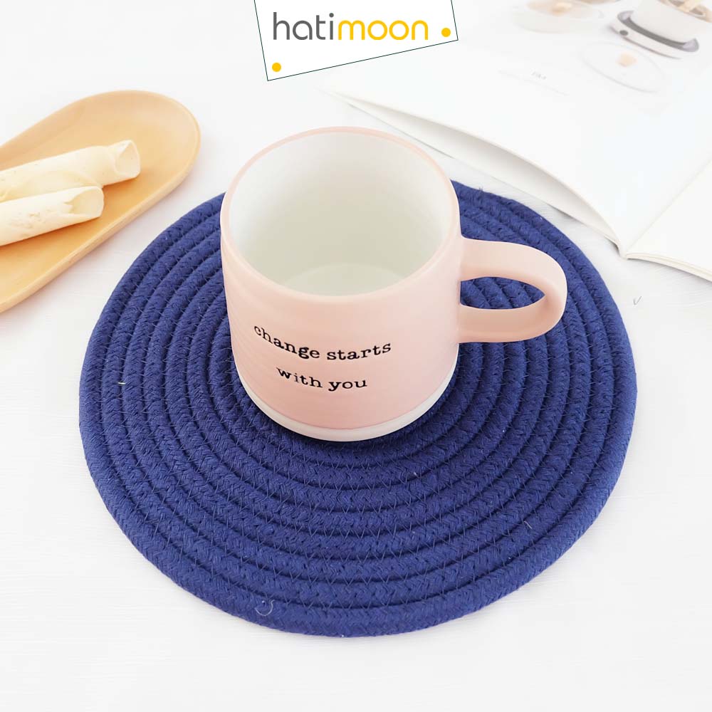 Tấm lót decor, tấm lót ấm trà, đế lót nồi, đĩa sợi vải 24cm, 30cm - Hatimoon