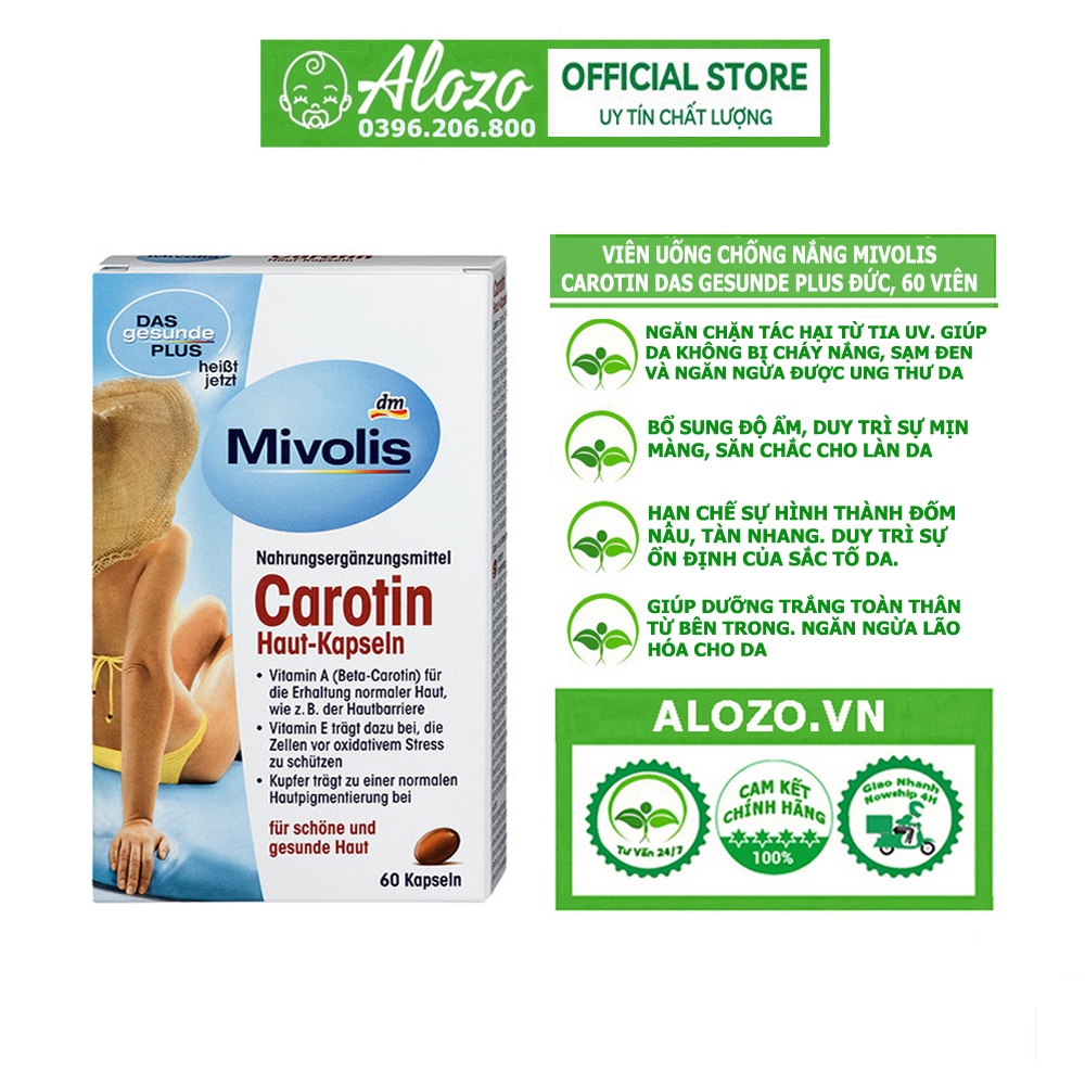Viên Uống Chống Nắng Mivolis Carotin Das Gesunde Plus Đc, 60 viên