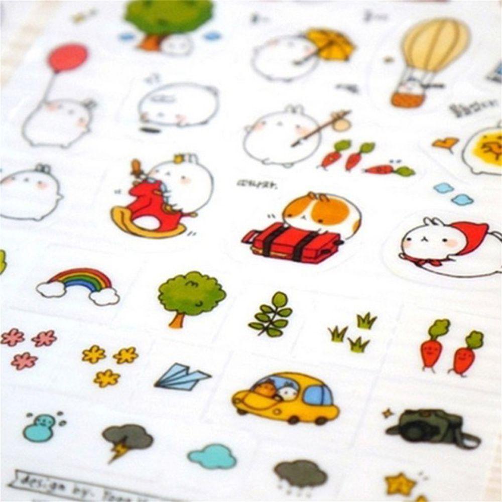 Miếng Dán Hình Thỏ Molang AUGUSTINA Kawaii Dễ Thương Trang Trí Điện Thoại Sổ Tay