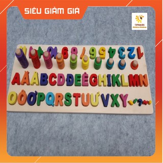 [TẶNG QUÀ🎁] Bộ Giáo Cụ Montessori  Kèm Cột Tính, Số Và Chữ Cái Tiếng Việt Bằng Gỗ Cho Bé