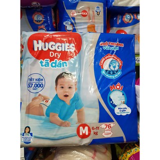 Tã dán Huggies Size M 76 miếng (Cho bé 6 -11kg)