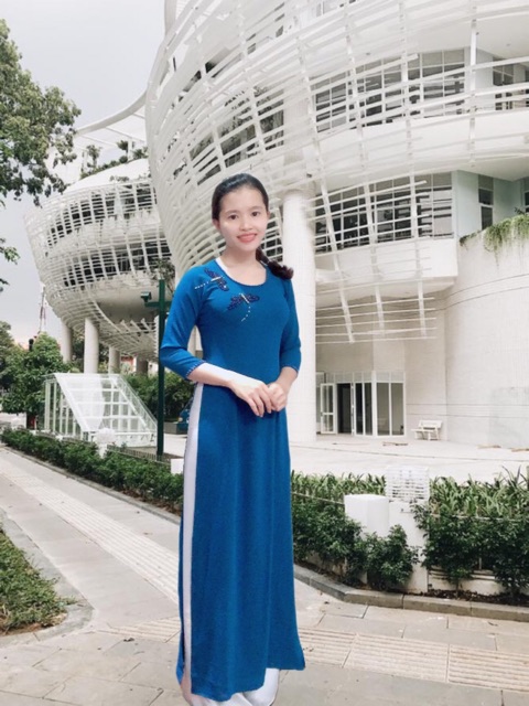 Áo dài đũi đính hạt (ảnh thật tự chụp)