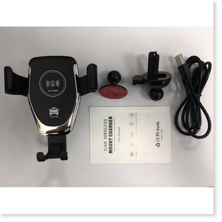 Sạc không dây kiêm giá đỡ điện thoại thông minh trên xe ô tô (car wireless fast charger) | BigBuy360 - bigbuy360.vn