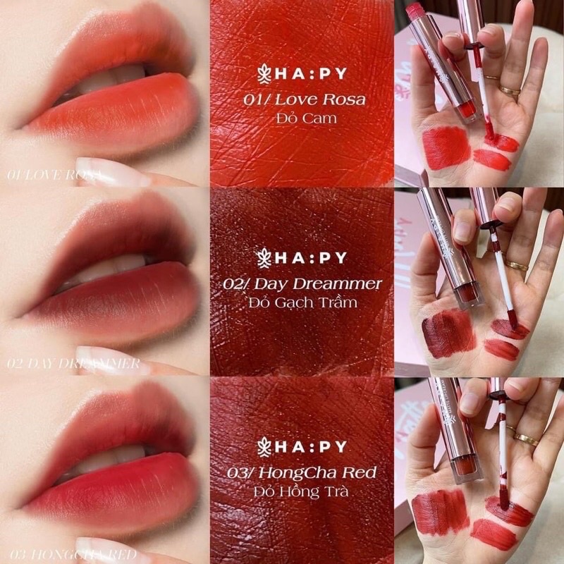 Son Hapy Matte Siêu Lì Kháng Nước Lâu Trôi 3.5ml - Son hapy minigarden matte lipstick