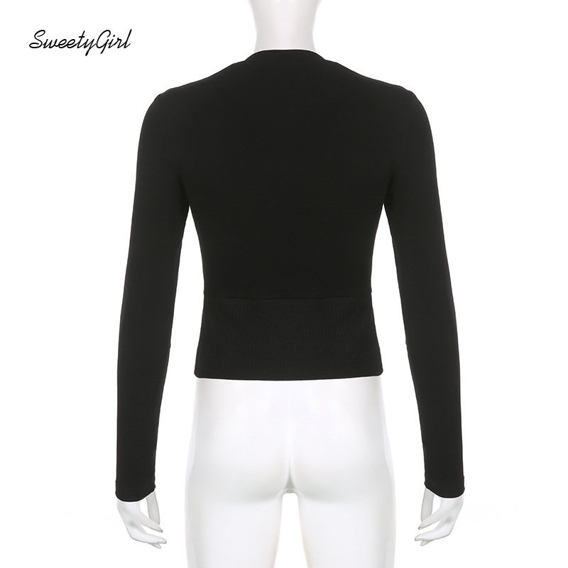 Áo Thun Tay Dài Cổ Chữ V Họa Tiết Kẻ Sọc Phối Màu Trắng Đen Thời Trang 2022 Quyến Rũ Cho Nữ