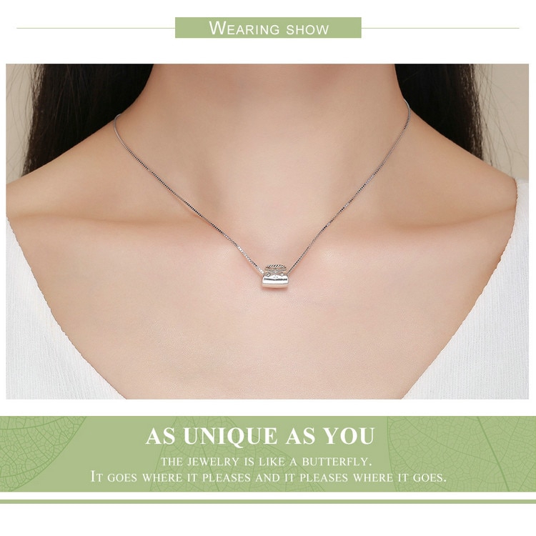 Hạt charm Bamoer hình túi xách bằng bạc 925 xinh xắn làm vòng tay dây chuyền dành cho nữ